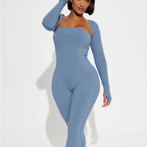 🖤Fashion Nova Blue Jeanette Ribbed Women's Shrug - Picture 2 of 7